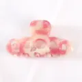 Molletta per capelli in acetato rosa marmorizzato, piccola pinzetta cava per stile retro elegante. - Pinza Piccola Traforata (F461) / Marmo Rosa Bianco