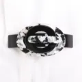 Grande molletta per capelli geometrica in acrilico nero e bianco elegante fermaglio donna - Fermaglio Orizzontale Grande / Marmo Bianco e Nero
