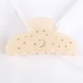 Molla per capelli in acetato beige con strass di cristallo, elegante accessorio. - Stella Bianco Sporco