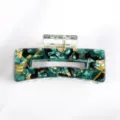 Molla per Capelli in Acetato Verde Piccola Pinza Quadrata per Donna Accessorio Elegante - Stile Sfumato Colore Misto Verde Nero Oro
