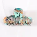 Piccola molletta per capelli in acetato, accessorio marmorizzato cavo per stile elegante. - Pinza Piccola Traforata (F461) / Motivo marmo retrò
