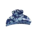 Molla per capelli blu e bianca in aceto, fermaglio per capelli robusto elegante donne - Stile Marmorizzato Blu Bianco (F304)
