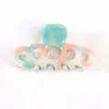 Molla per capelli in acetato pastello traforata, piccolo accessorio chic con sfumatura elegante. - Pinza Piccola Traforata (F461) / Marmo Rosa e Verde
