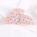 Molletta per capelli rosa in acetato e strass, elegante fermaglio per acconciature. - Motivo marmo rosa