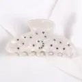 Molla per capelli in acetato con strass, accessorio elegante per look quotidiani. - Motivo Marmo Bianco Sporco