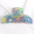 Splendida Pinza per Capelli in Acetato Pastello con Design di Stelle in Strass Variante - Cielo Stellato Sfumato Ciano Viola