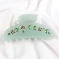 Molla per Capelli in Acetata Verde con Fiori di Strass Accessorio Capelli Elegante Donna - verde chiaro