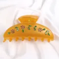 Molla per capelli in acetato d'ambra con strass di cristallo, elegante forcina coreana. - Giallo Ambra