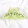 Molletta per capelli verde con strass, elegante accessorio in acetato per acconciature quotidiane. - Verde Chiaro Lucido