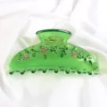 Molletta per capelli trasparente verde strass fiori acetato accessorio per acconciatura donna. - Verde Trasparente