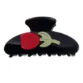 Molla per capelli a tulipano in PVC nero da donna, grande accessorio per acconciature. - Stile Floreale 3D Tulipano / Taglia L / Nero