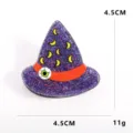 Molla per capelli con cappello da strega di Halloween in acrilico glitterato viola per donna - Bulbo Oculare Luna Viola (Stile 13)