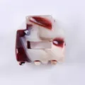 Mini molletta per capelli tartarugata rosso bianca, elegante accessorio in acetato donna. - Marmo Rosso e Bianco