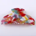 Morsetto per capelli in acetato colorato da 9.5cm, elegante accessorio geometrico per donna. - Molla Geometrica / Patchwork Multicolore