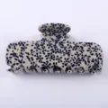 Molla per capelli in acetato con motivo maculato bianco nero, accessorio rettangolo 10cm - Macchiato Bianco e Nero