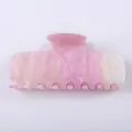 Morsetto per capelli marmorizzato rosa bianco 10cm accessorio in acetato per uso quotidiano. - Marmo Sfumato Rosa e Bianco