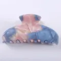 Molla per capelli in acrilico da donna, elegante accessorio con motivo marmo per styling. - Pinza per capelli alla moda / Marmo a Contrasto Rosa e Blu