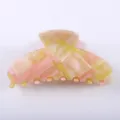Molla per capelli in acetato rosa e giallo design marmorizzato accessorio di stile quotidiano. - Molletta per Capelli Semplice / Marmo Rosa e Giallo
