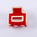 Mini molletta per capelli rossa e bianca geometrica artiglio di acetato accessorio per styling - Bianco e rosso