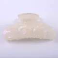Molletta per capelli in acetato perlato da donna, accessorio elegante e semplice per uso quotidiano. - Fermaglio Mezzaluna / Bianco Conchiglia Cangiante