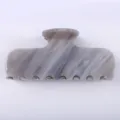 Molla per capelli in acetato marmorizzato grigio 10cm, accessorio elegante semplice. - Marmo Grigio Bianco
