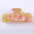 Morsetto per capelli in acetato marmo rosa e giallo, grande accessorio elegante donna. - Marmo Rosa Giallo