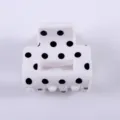 Mini molletta per capelli bianca a pois neri, accessorio per acconciature carino e versatile. - Pois neri su fondo bianco