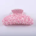 Molla per capelli rosa e bianca in acetato accessorio moda elegante per acconciature 9.5cm - Semplice Grande Pinza per Capelli / Maculato Rosa e Bianco