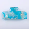 Molla per capelli in acetato perlato blu, elegante accessorio quotidiano da 10cm. - Sfumatura Blu e Bianco Fantasma