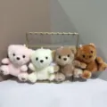 Ensemble de porte-clés en peluche d'ours mignon, pendentif de sac doux et accessoires adorables. - Anneau brisé plat 12 cm / Couleurs Mélangées