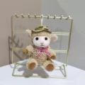 Cute straw hat lamb plush pendant keychain bag charm fluffy toy doll for gifts - 12cm / Brown