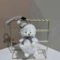 Porte-cles peluche mouton avec bonnet et echarpe, charm de sac mignon pour tous les jours. - 15cm / Gris