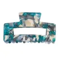 Dettaglio molletta per capelli in acetato turchese, motivo marmorizzato, accessorio elegante - Stile 1 Blu e Bianco