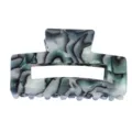 Molle per capelli in acetato medio con motivo marmorizzato verde grigio, dettaglio. - Stile 1 Ciano