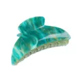 Molla per capelli in acrilico con marmo verde e glitter, taglia media per uso quotidiano. - Ciano Nuvoloso