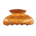 Piccola molletta per capelli in acrilico con finitura glitterata, accessorio marrone. - Giallo stellato