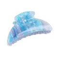 Molla per capelli in acrilico marmorizzato blu, taglia media design elegante per uso quotidiano. - Blu inchiostro