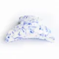 Molla per capelli in acrilico marmorizzato blu e bianco da donna, elegante accessorio quotidiano. - porcellana blu e bianca