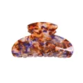 Molla per capelli geometrica in acrilico retrò con elegante motivo tartaruga viola da donna. - Ambra Viola Arancione Macchiato