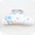 Molletta per capelli bianca in acrilico con stampa floreale e strass brillanti per donne. - Fiori blu