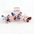 Molletta per capelli a farfalla rosa 8cm, artiglio vintage in acrilico per donne e ragazze. - Stile Sfumato Blu Marrone