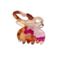 Mini molletta per capelli geometrica retro con motivo marrone e rosa per uso quotidiano. - Mini Molletta Geometrica / Marmo Marrone Rosa Bianco