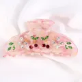 Molla per capelli con strass rosa, grazioso fermaglio acetato ciliegia farfalla donna - Rosa