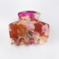 Mini molletta per capelli geometrica in PVC con motivo marmorizzato vintage per acconciature eleganti. - Stile Marmo Rosa Marrone Rosso