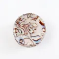 Accessorio per capelli rotondo in PVC con motivo conchiglia abalone, stile retrò chic. - Motivo a Conchiglia Iridescente