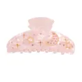 Molla per capelli in acrilico rosa con design stella luna strass per stile quotidiano. - Rosa