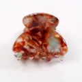 Mini molletta per capelli tartarugata rosso marrone retrò, elegante accessorio geometrico in PVC. - Chiazze Rosso-Marroni (F497)
