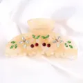 Bella molla per capelli in acetato con strass cristallo eleganti accessori donna. - Beige Semitrasparente