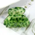 Molla per capelli in acetato verde retro geometrico piccolo accessorio per styling quotidiano. - Venato Verde