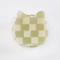 Morsetto per capelli gatto a quadretti verde mini accessorio carino per donne quotidiano - Forma Mini Orecchio di Gatto / Scacchiera Verde e Bianca